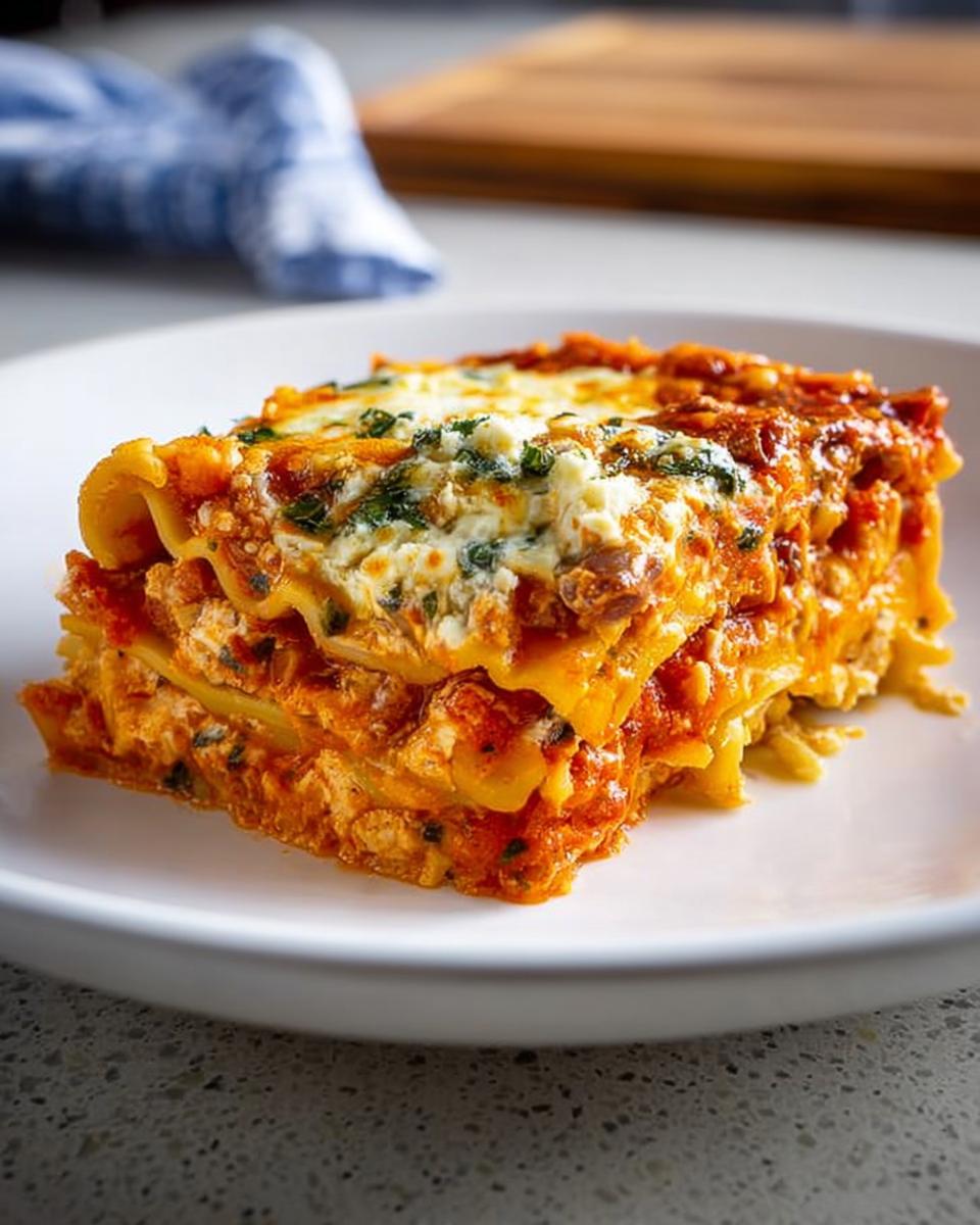A generous slice of homemade lasagna, featuring layers of pasta, rich meat sauce, and creamy cheese, perfect for restaurant-style dinner ideas at home.