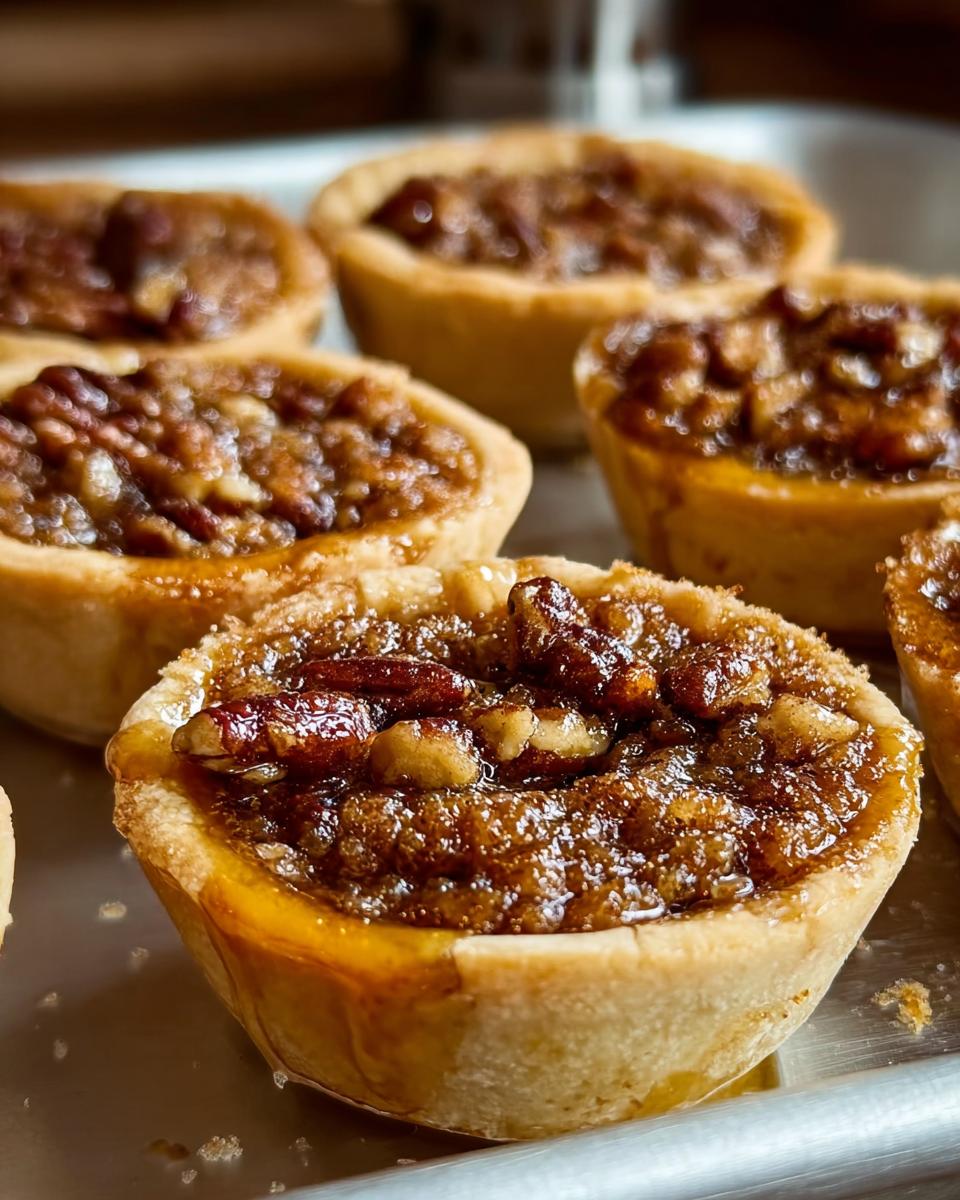 Close-up of mini pecan pies, a perfect Thanksgiving dessert ready in 20 minutes.