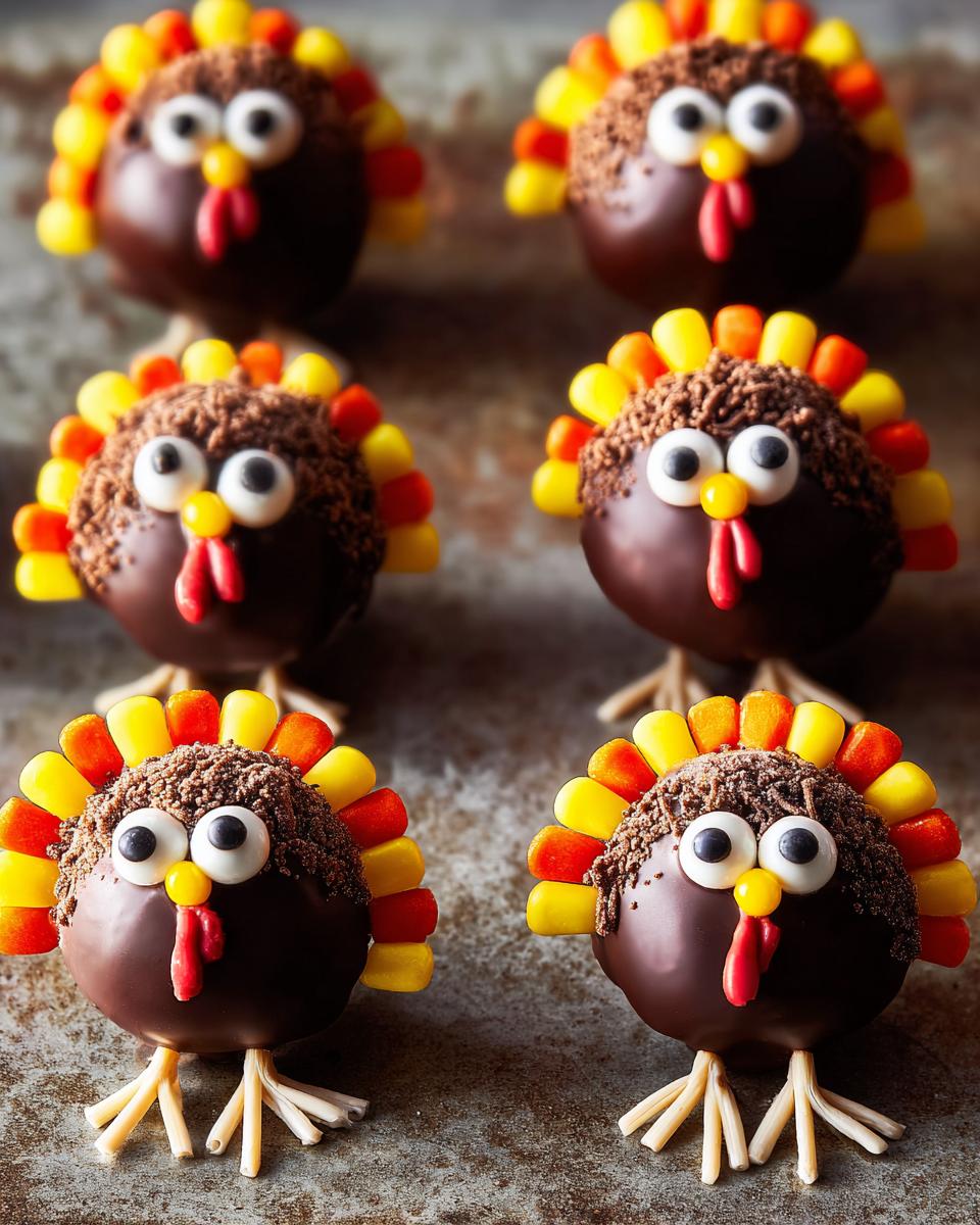 Adorable chocolate cake pops decorated as turkeys, perfect for Thanksgiving Desserts Recipe Everyone Asks For.