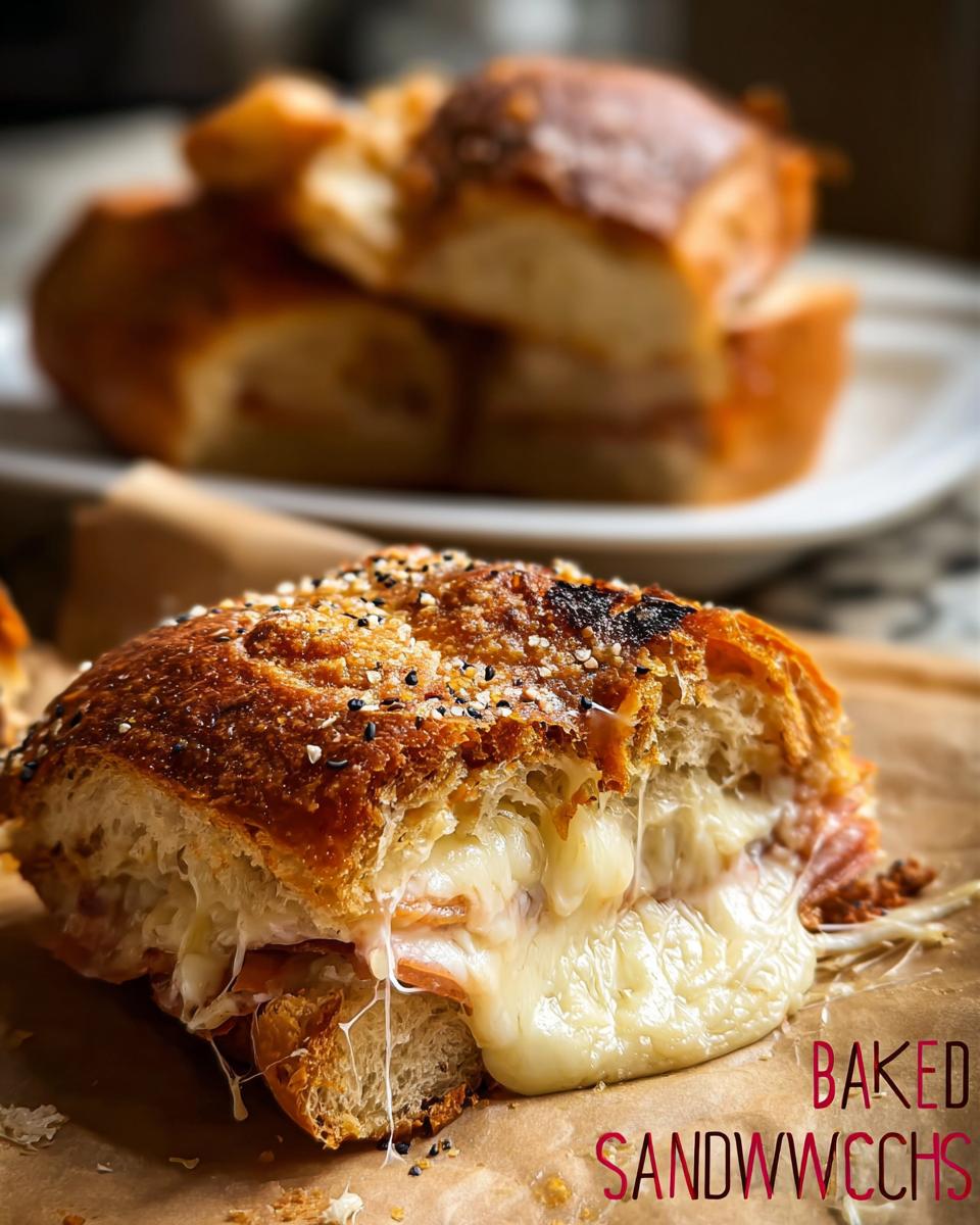 A close-up of a baked sandwich with melted cheese oozing out, showcasing one of the best sandwich ideas recipes.
