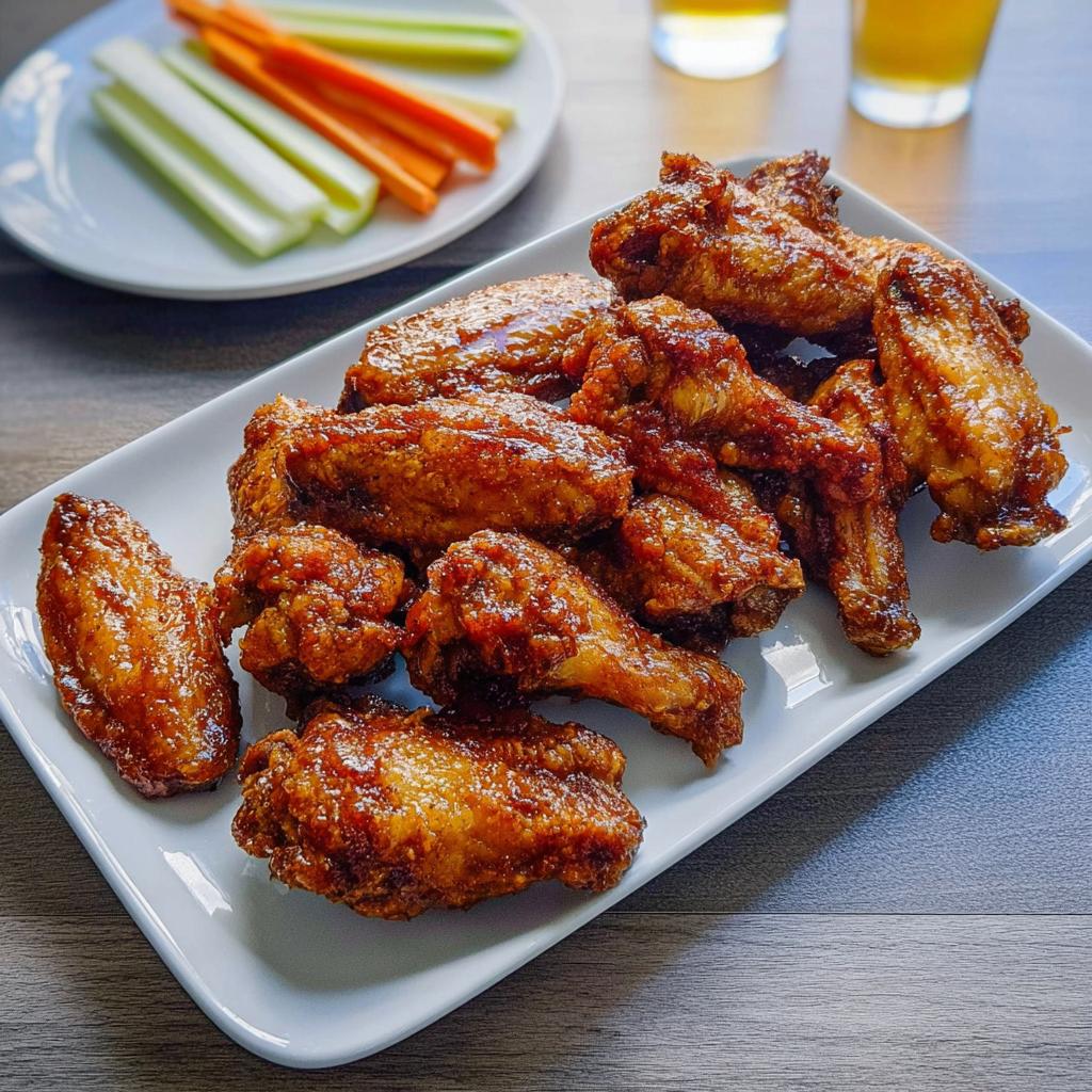 A platter of glistening, saucy chicken wings, perfect for when you crave chicken wings recipes.