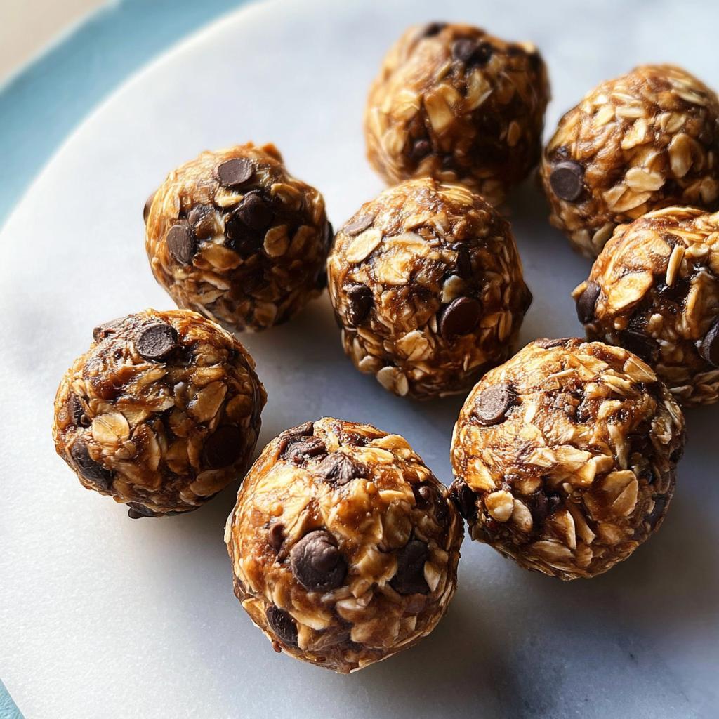 Close-up of chocolate chip oat energy balls, a perfect addition to breakfast ideas recipes.