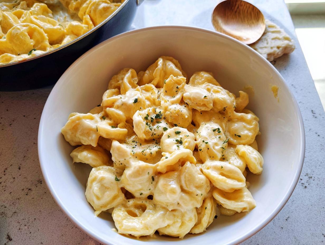 A bowl of creamy pasta with herbs, demonstrating how to make easy dinner recipes like a pro.