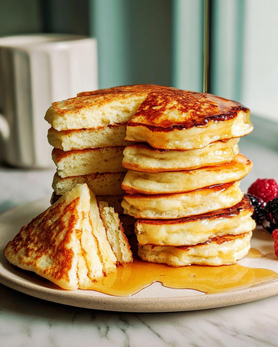 Stack of fluffy pancakes drizzled with syrup, a perfect beginner breakfast idea.