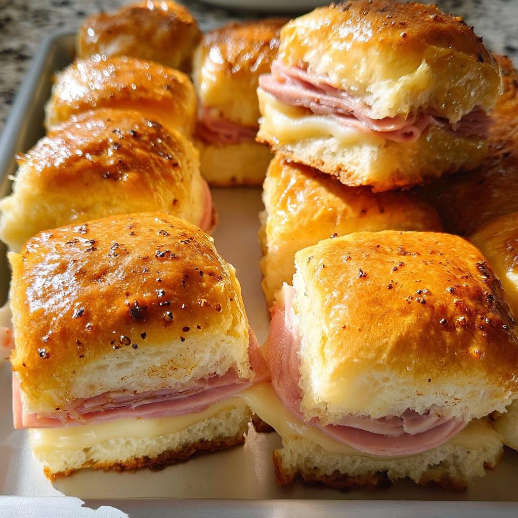 Close-up of delicious ham and cheese sliders, a perfect example of 12 Genius Sandwich Ideas Recipes for Busy Weeknights.