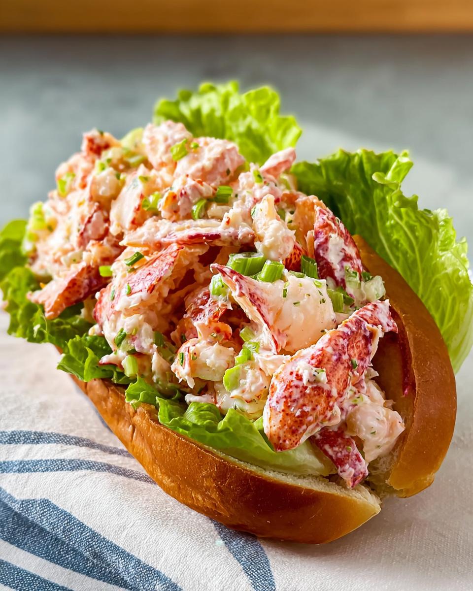 A delicious lobster roll sandwich filled with fresh lobster salad and lettuce, part of The Ultimate Sandwich Ideas Recipes Guide for Beginners.