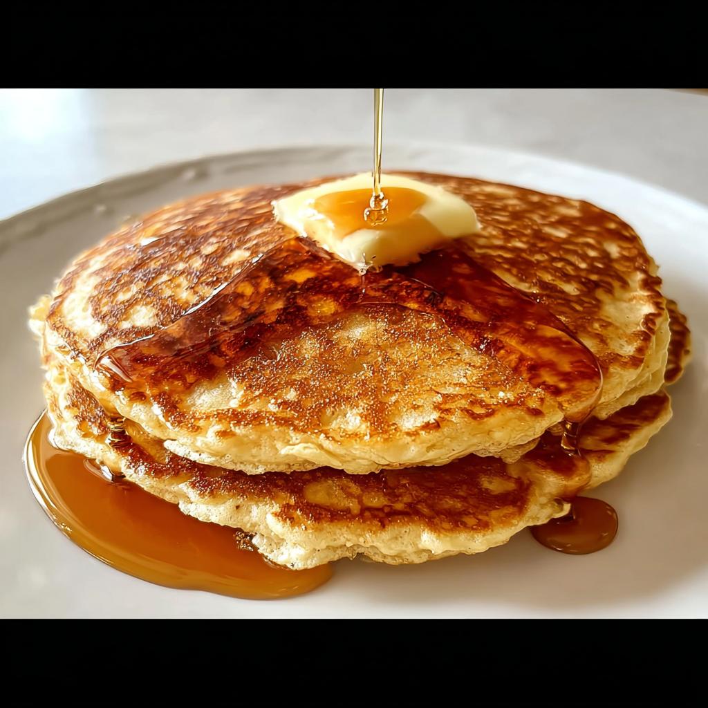 A stack of fluffy pancakes topped with butter and drizzled with syrup, a perfect breakfast idea.