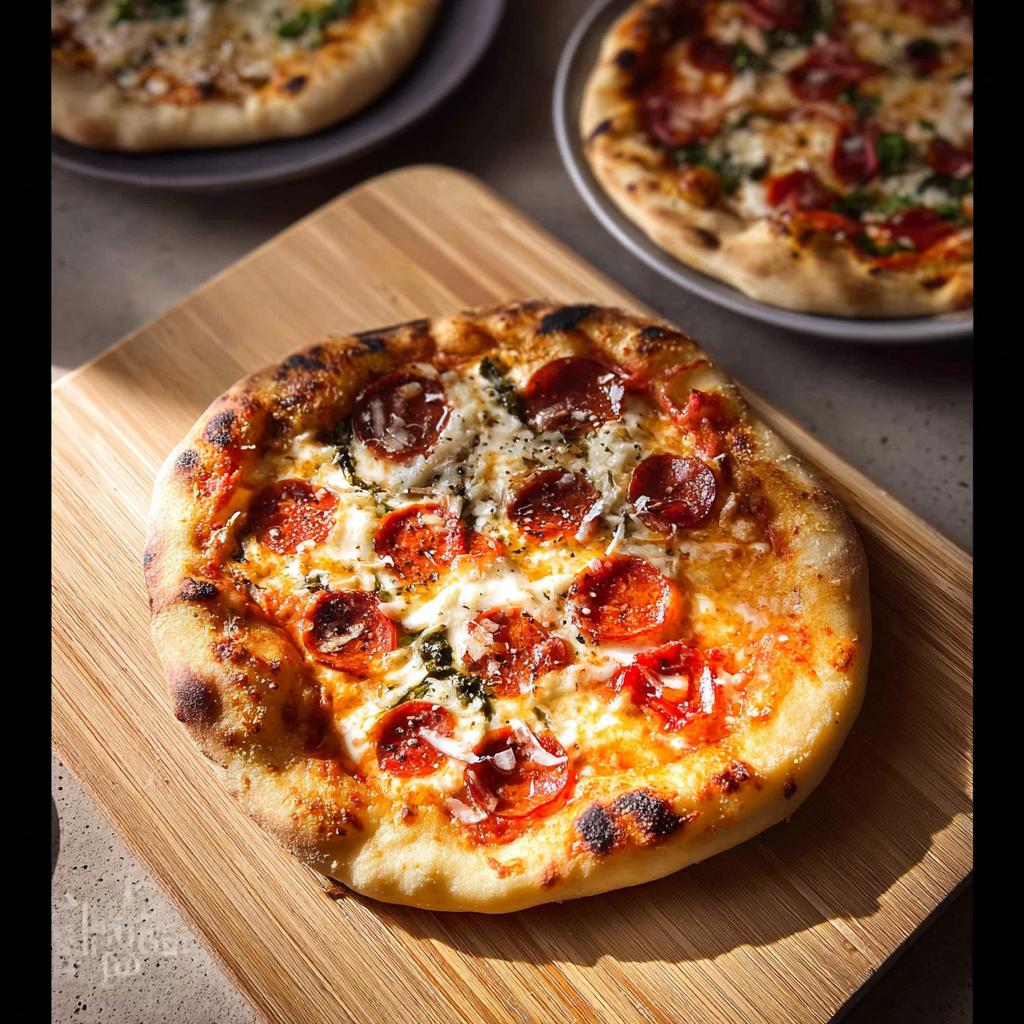 A delicious pepperoni pizza with melted cheese, herbs, and a golden crust, perfect for pizza night recipes.