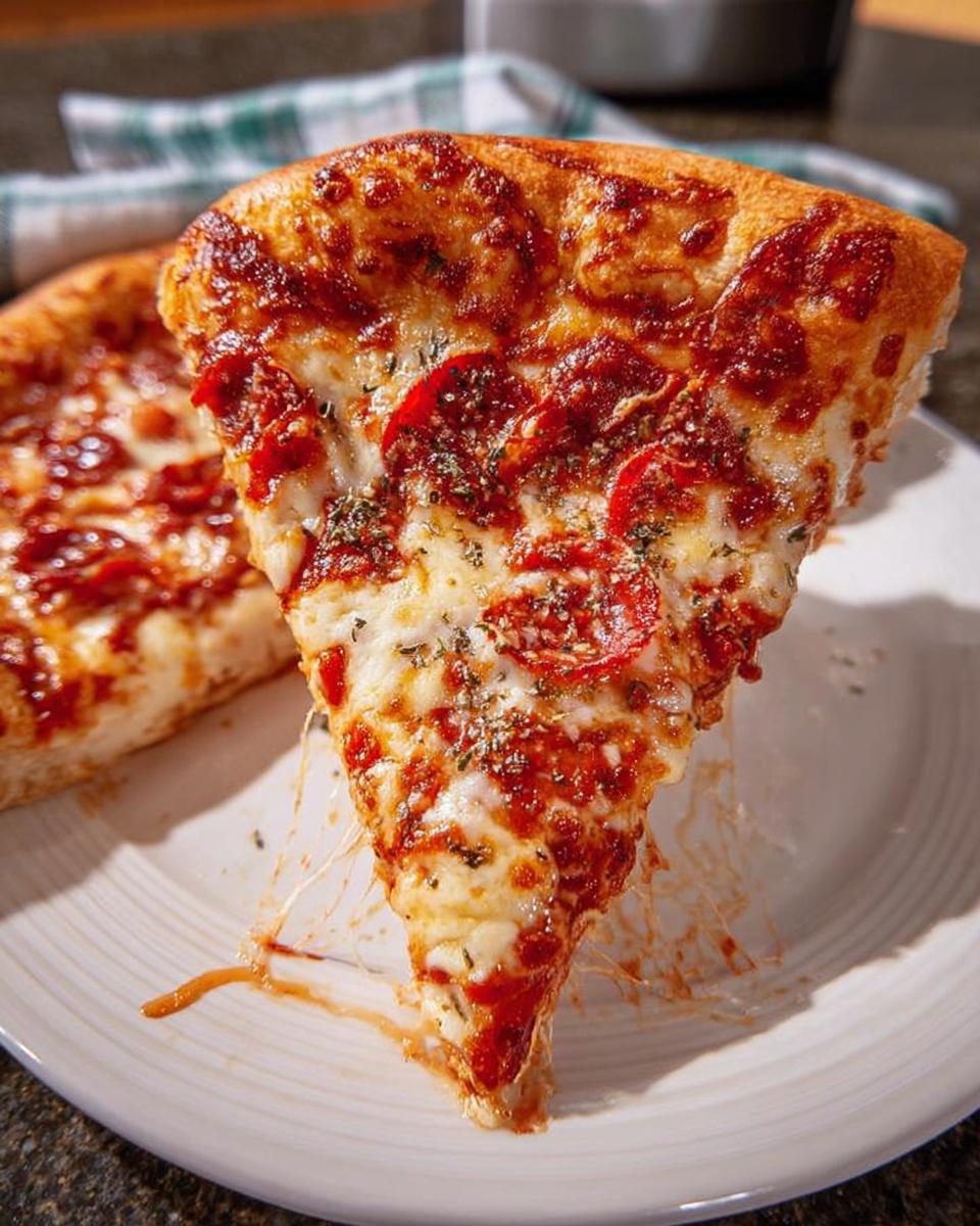 A mouthwatering slice of pepperoni pizza with melted cheese and herbs, perfect for Pizza Night Recipes Meal Prep.