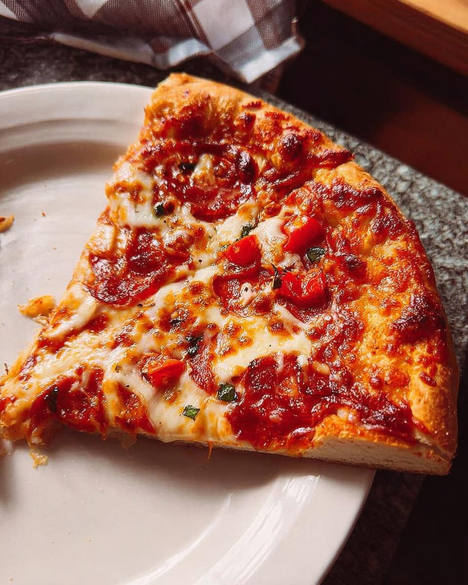 A tempting slice of pepperoni pizza with melted cheese and red sauce, perfect for Pizza Night Recipes Meal Prep.