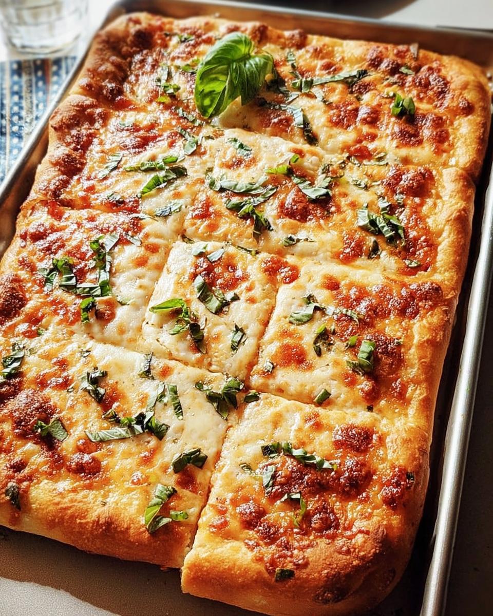 A delicious, cheesy pizza cut into squares, perfect for Pizza Night Recipes in 10 Minutes.