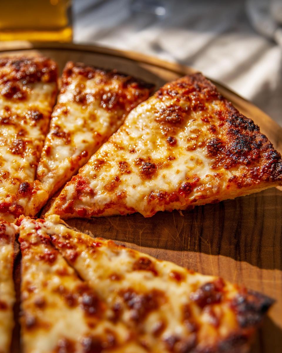 Close-up of several slices of cheesy pizza, perfect for Pizza Night Recipes.