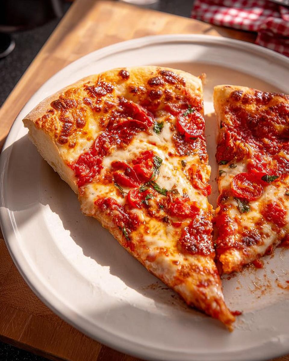 Two slices of delicious pizza, featuring melted cheese, tomato sauce, and fresh basil, perfect for Pizza Night Recipes Meal Prep.