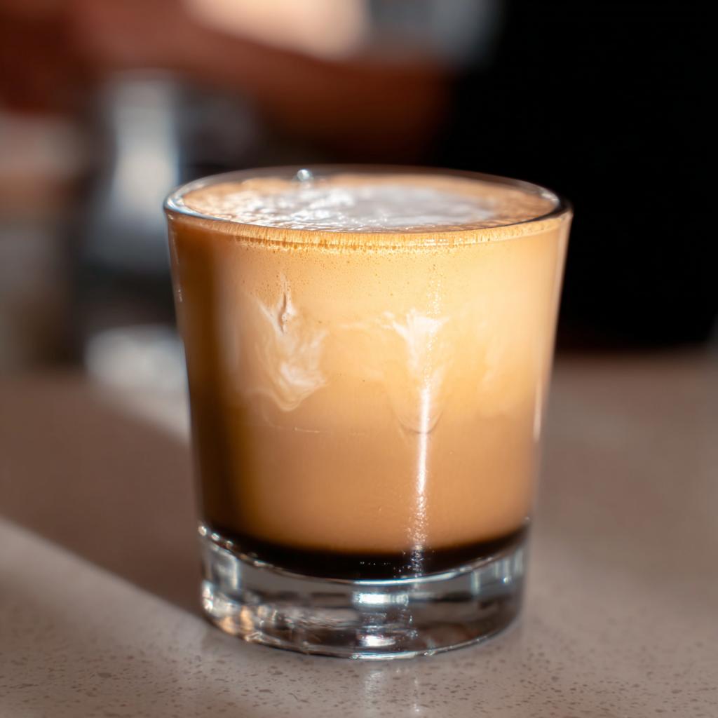 A creamy Starbucks drink with foamy milk swirls in a glass, perfect for busy weeknights.