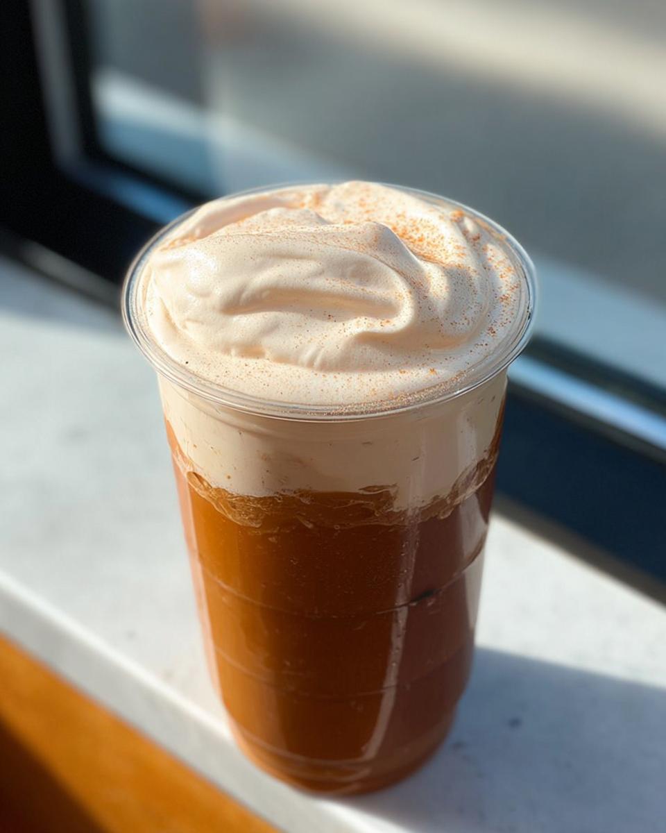 A refreshing iced coffee drink topped with whipped cream and a sprinkle of cinnamon, perfect for making Starbucks drinks at home.