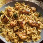 Cowboy Butter Lemon Bowtie Chicken Pasta with Broccoli for Dinner - Featured