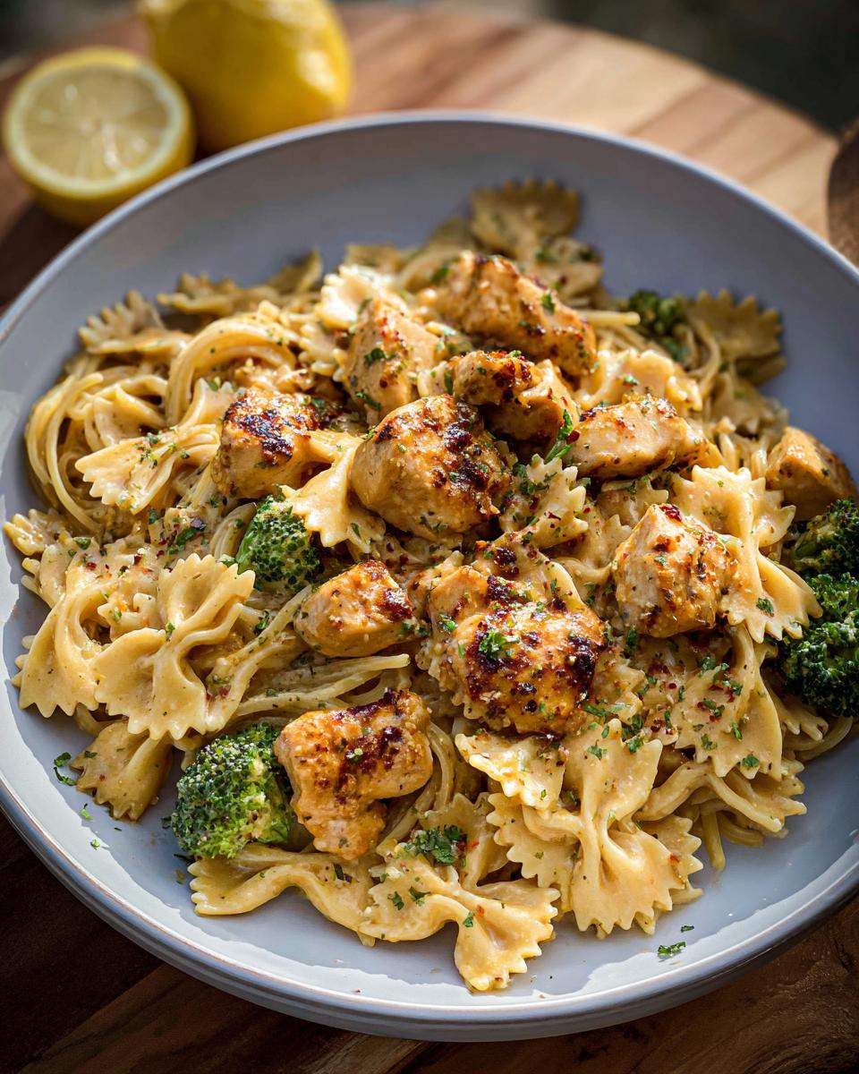 Cowboy Butter Lemon Bowtie Chicken Pasta with Broccoli for Dinner - Other 1
