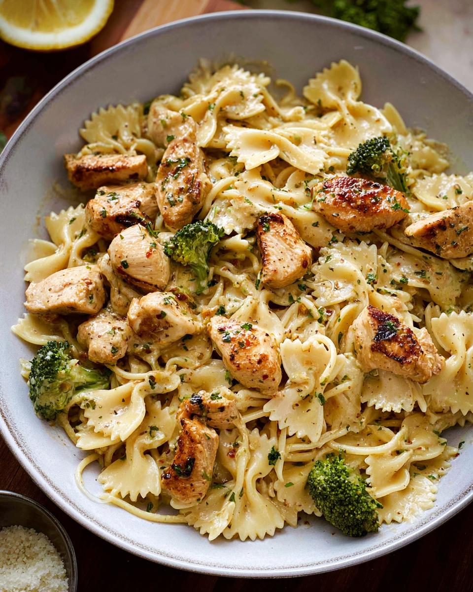 Cowboy Butter Lemon Bowtie Chicken Pasta with Broccoli for Dinner - Other 2
