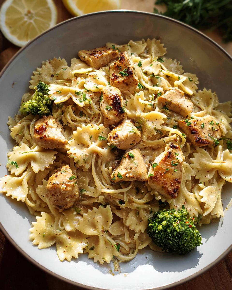Cowboy Butter Lemon Bowtie Chicken Pasta with Broccoli for Dinner - Other 3