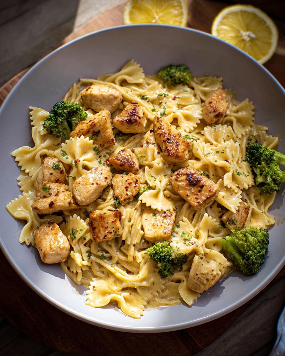 Cowboy Butter Lemon Bowtie Chicken Pasta with Broccoli for Dinner - Other 4