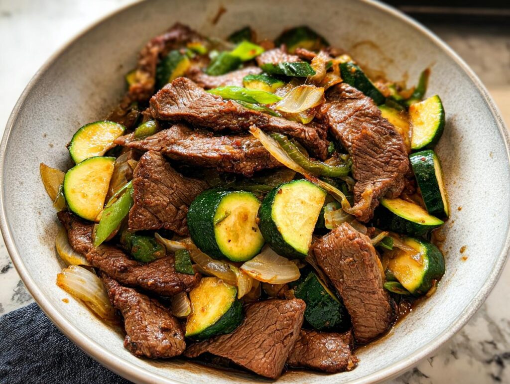 Cozy Grilled Steak Bowl with Zucchini - Featured