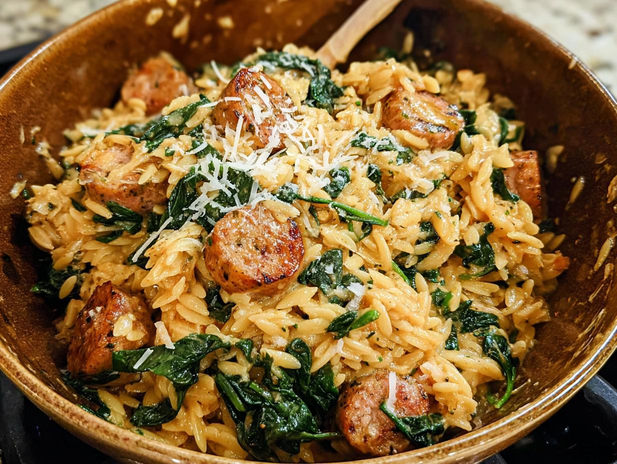 Creamy Chicken Sausage Orzo - Featured
