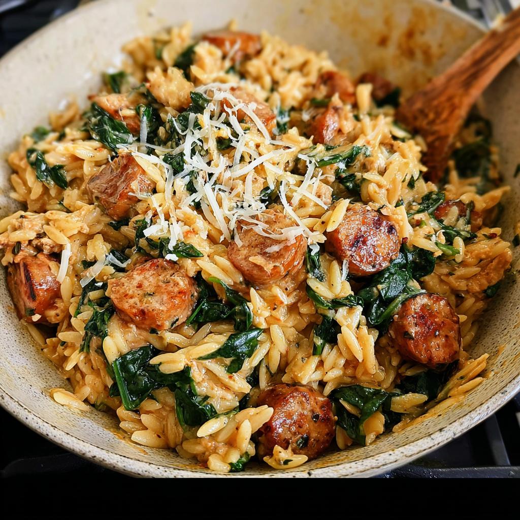 Creamy Chicken Sausage Orzo - Tasty
