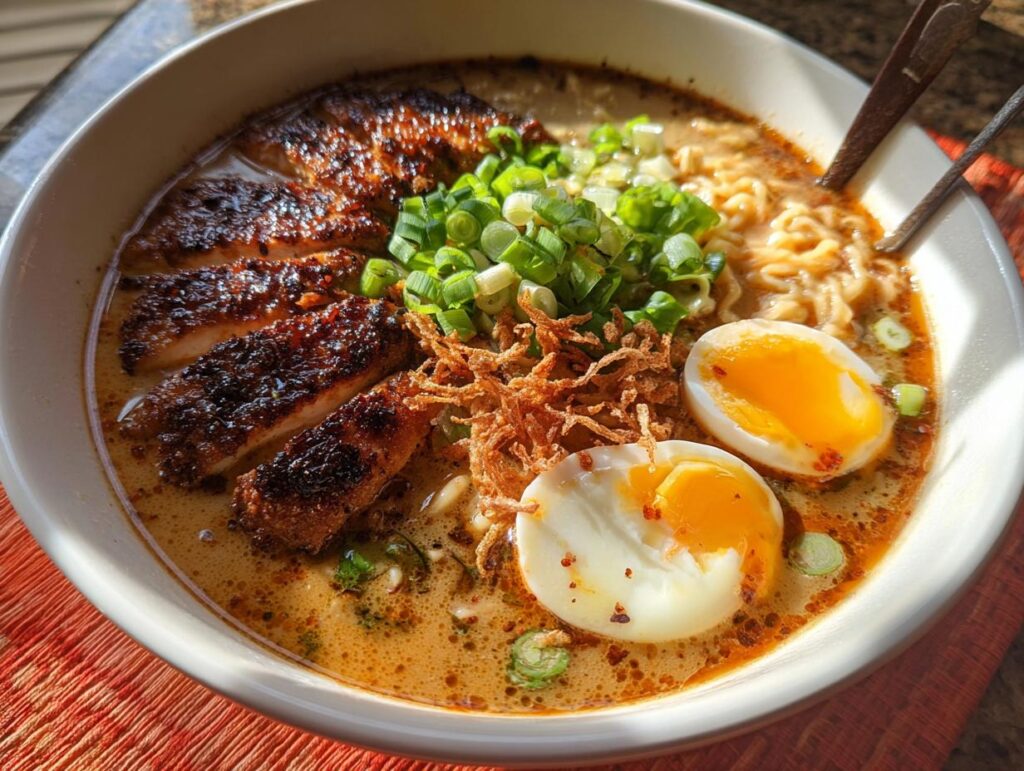 Creamy Garlic Chicken Ramen - Featured