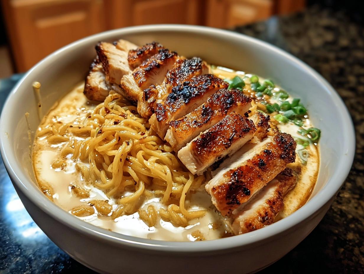 Creamy Garlic Chicken Ramen - Featured