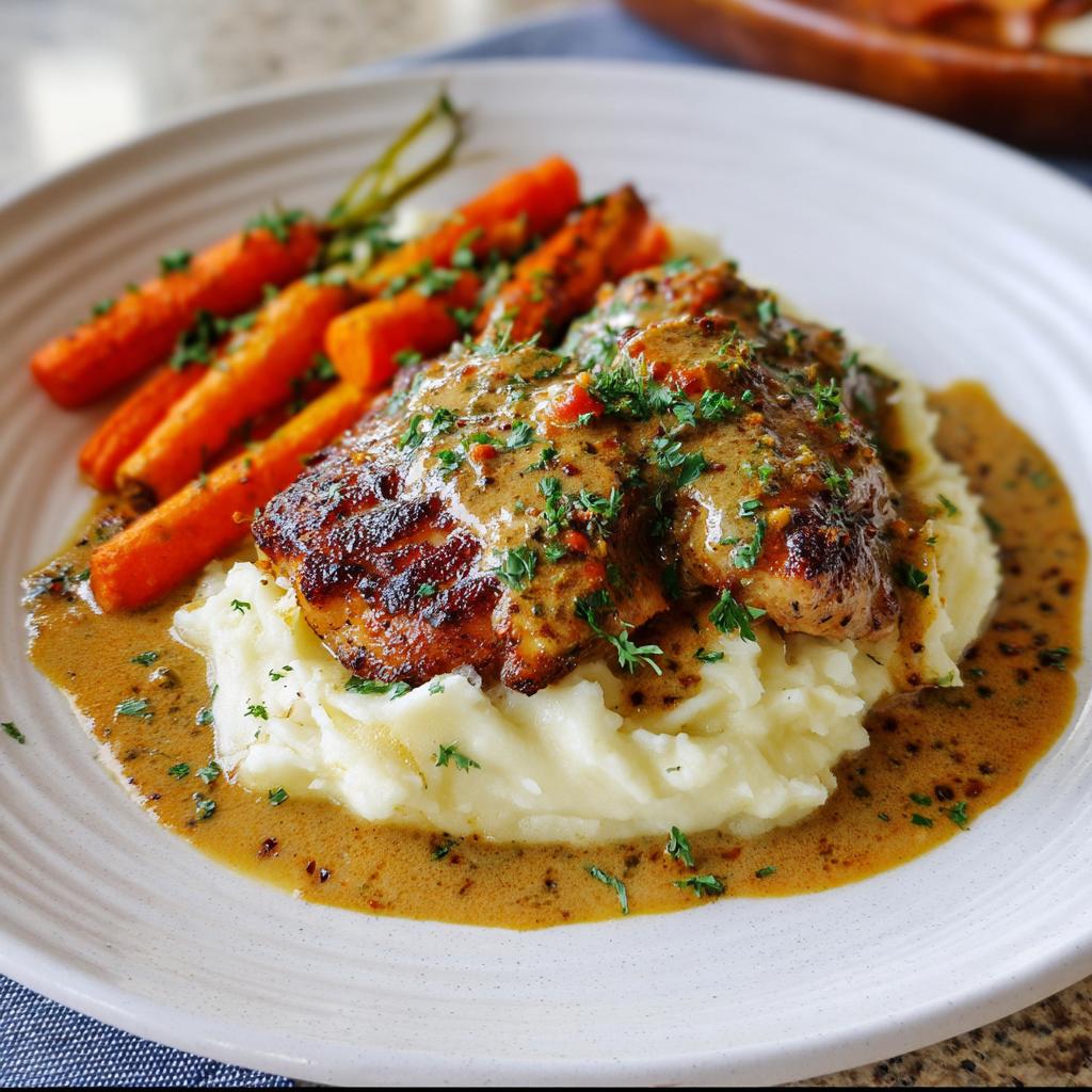 Creamy Herb Chicken with Mashed Potatoes & Glazed Carrots - Tasty