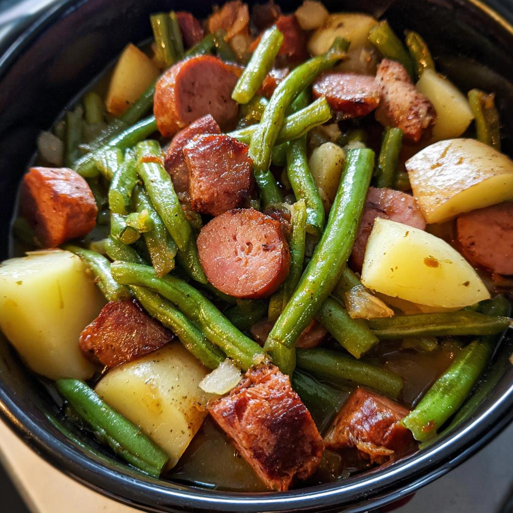 Crockpot Kielbasa and Green Beans - Tasty