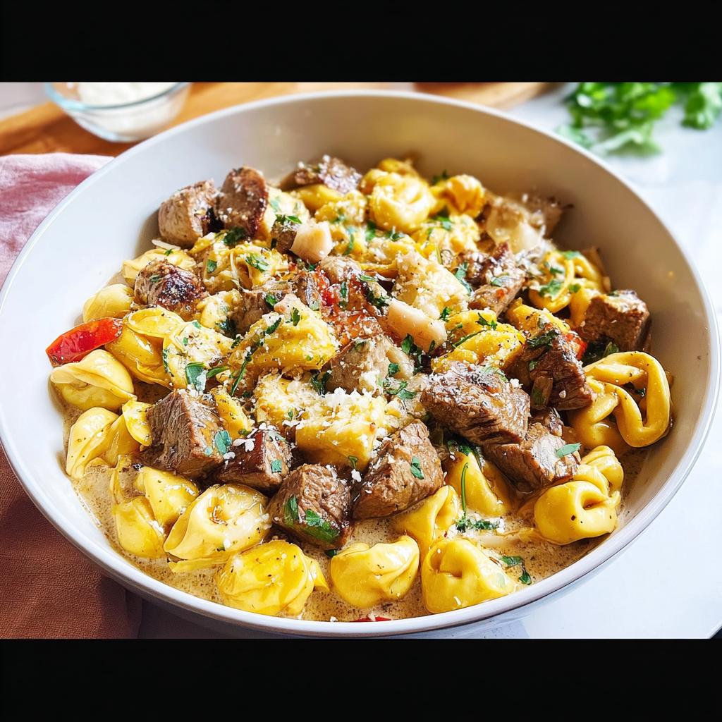 Garlic Steak Tortellini - Tasty