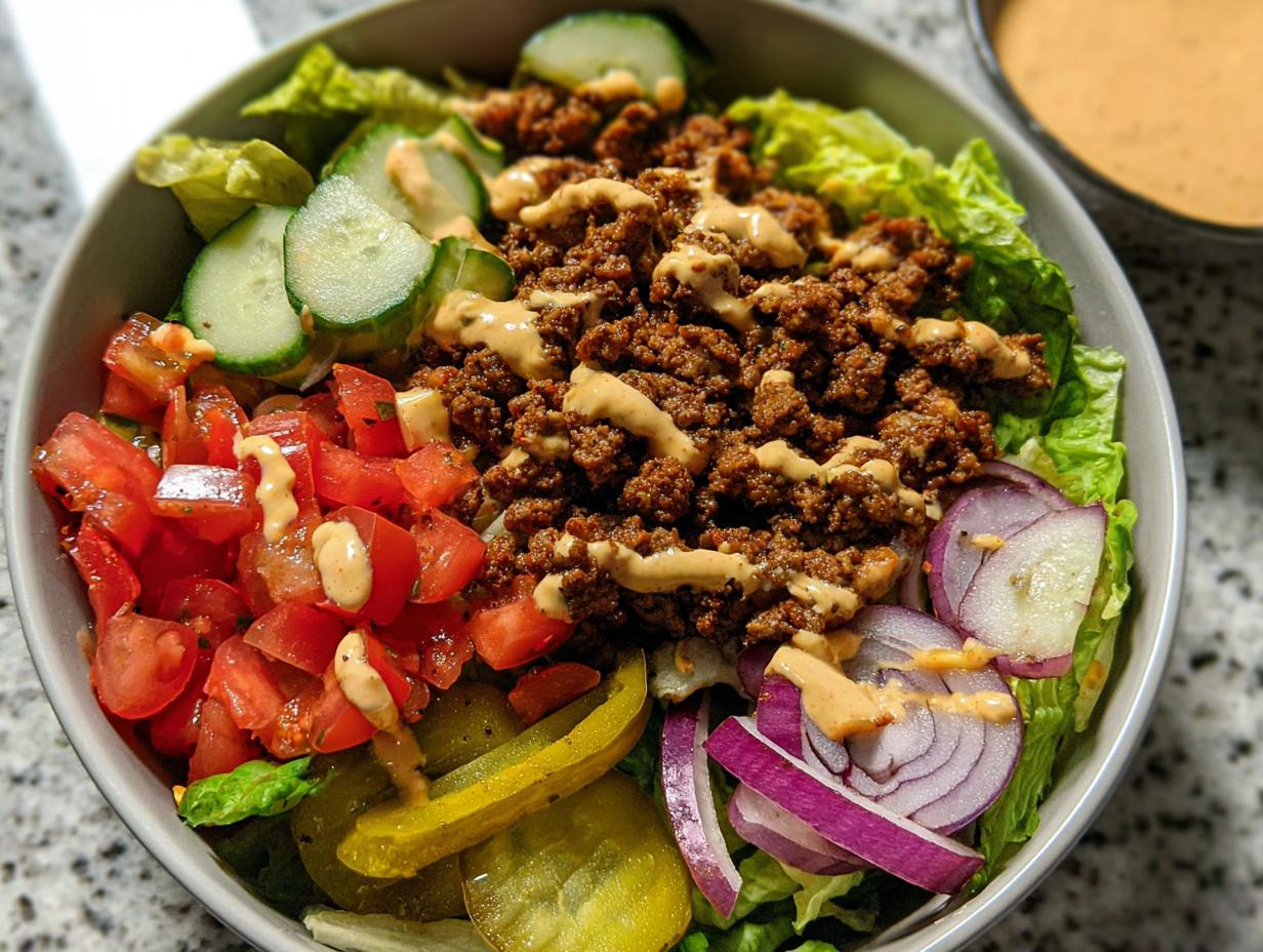 High-Protein Cheeseburger Bowls Recipe - Featured