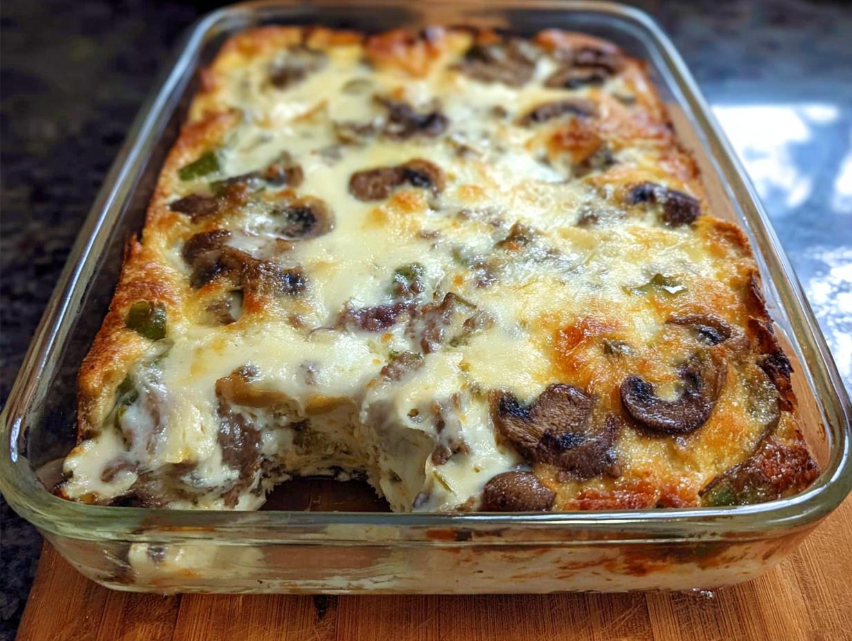 Low Carb Philly Cheesesteak Casserole - Featured