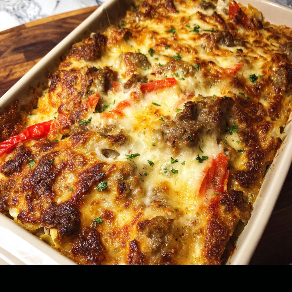 Low Carb Philly Cheesesteak Casserole - Tasty