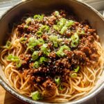 Mongolian Ground Beef Noodles Recipe - Featured