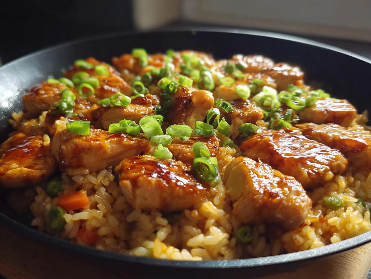 One-Pan Honey BBQ Chicken Rice - Featured