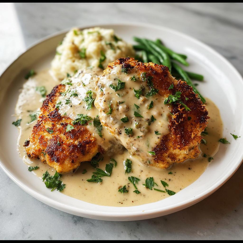 Parmesan Crusted Chicken with Creamy Garlic Sauce - Tasty
