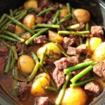 Slow Cooker Garlic Butter Beef with Potatoes - Featured