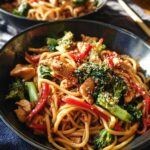 Spicy Garlic Chicken and Broccoli Noodle Bowls - Featured