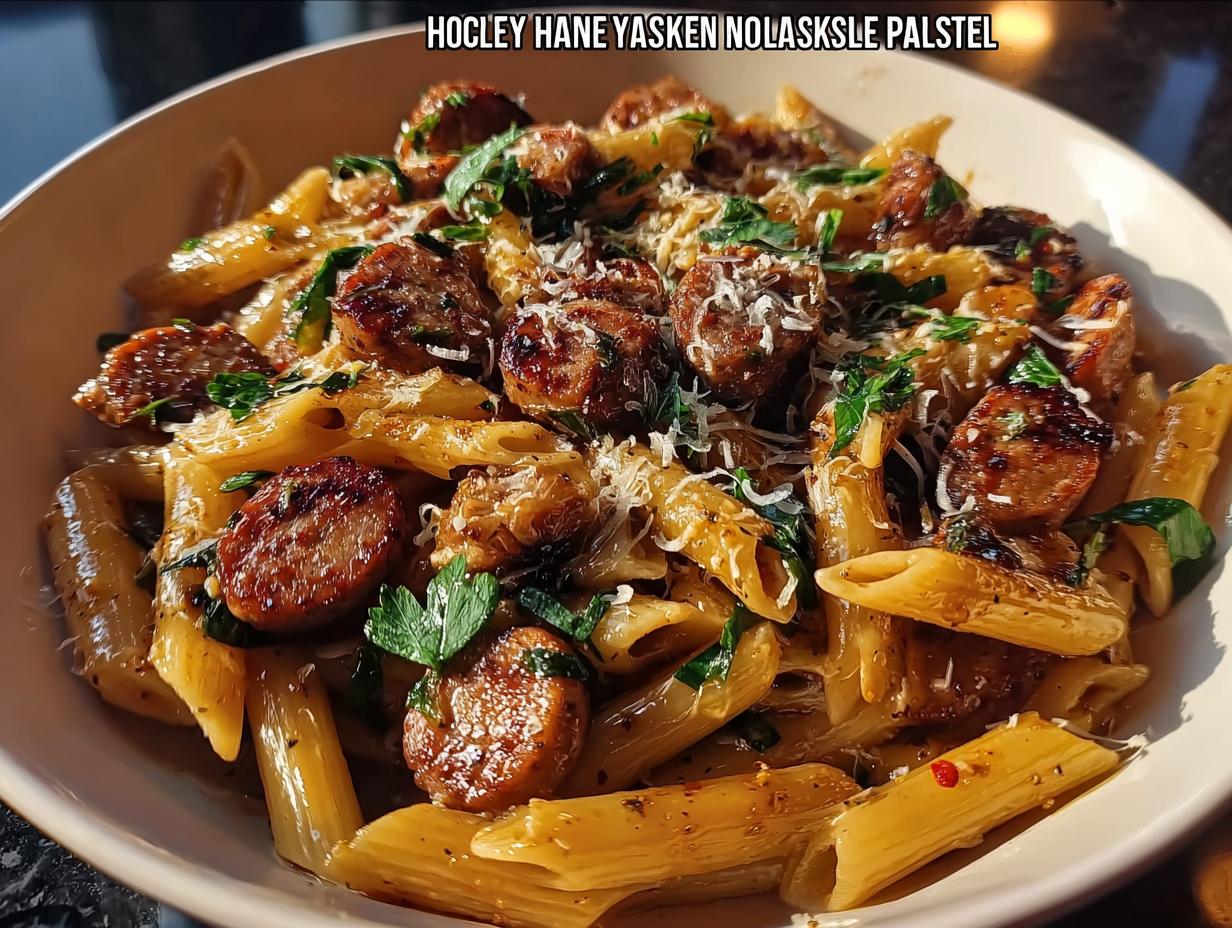 Sticky Honey Garlic Sausage Pasta Skillet - Featured