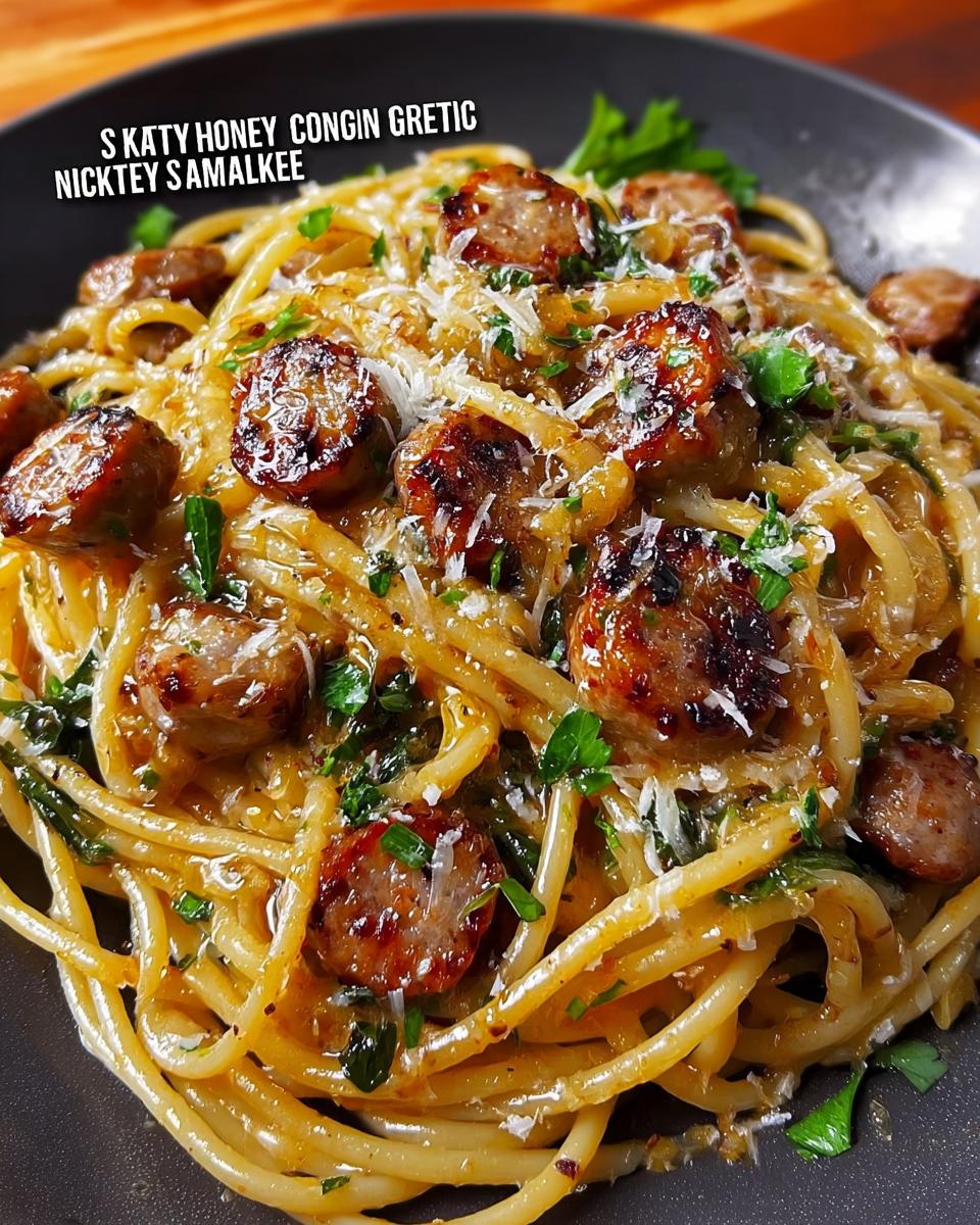 Sticky Honey Garlic Sausage Pasta Skillet - Other 3