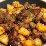 The best Garlic Steak Bites and Potatoes Recipe - Featured