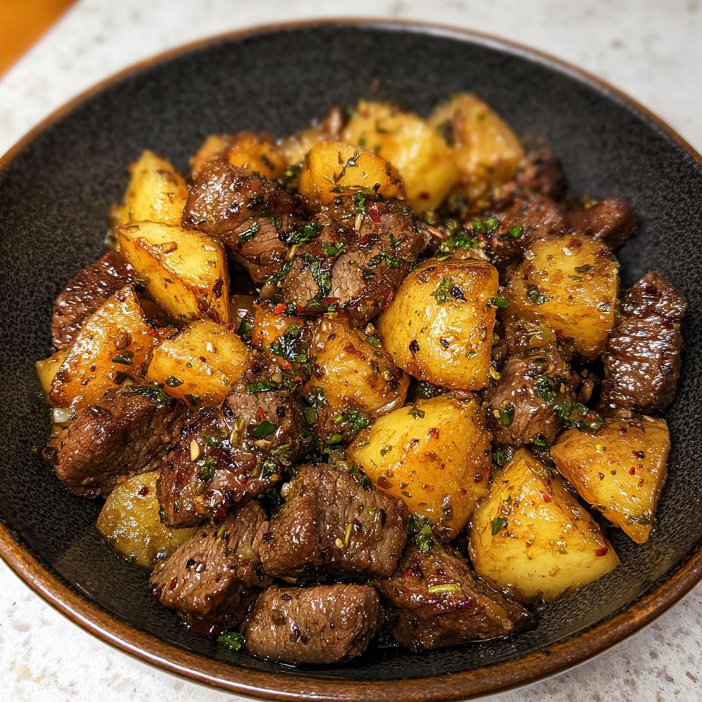 The best Garlic Steak Bites and Potatoes Recipe - Tasty