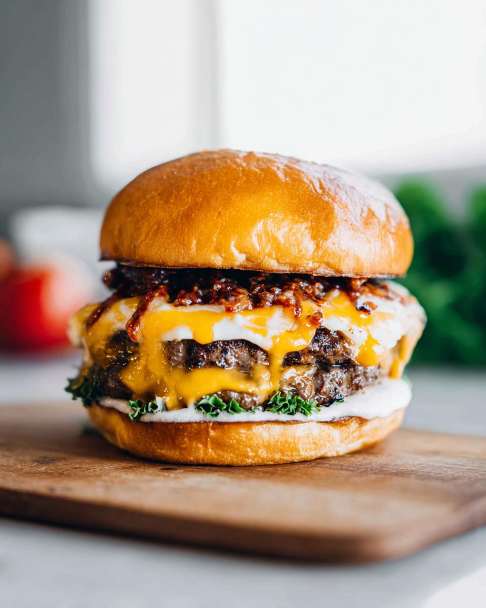 A delicious Crack Burger featuring double beef patties, melted cheddar cheese, lettuce, and a brioche bun.