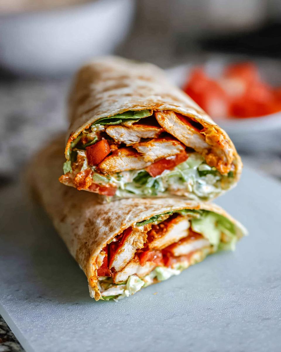 A delicious wrap filled with creamy spinach and eggs, chicken, and vegetables.