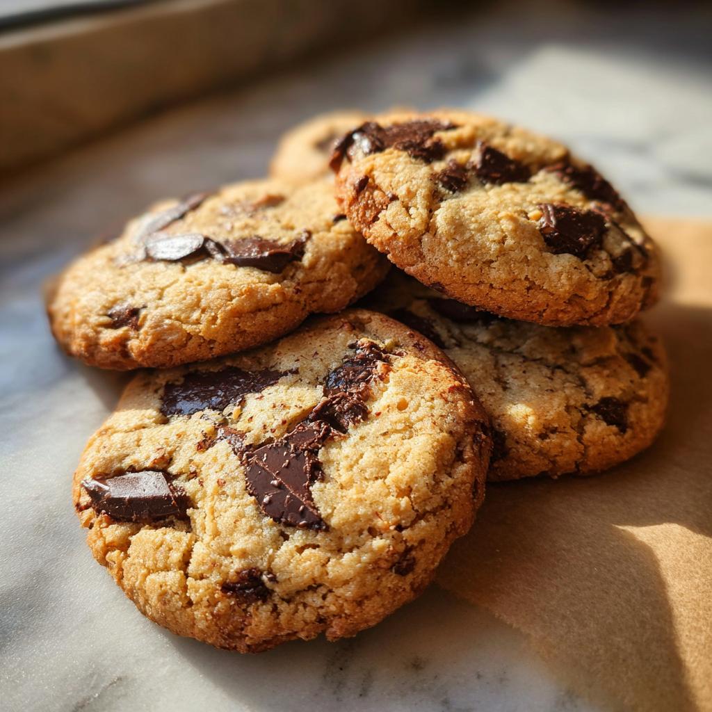 A stack of delicious brown butter cookies loaded with chocolate chips, perfect for dessert recipes.