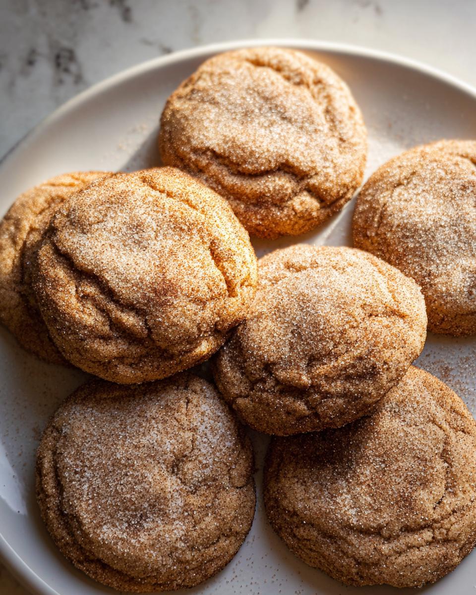 A pile of delicious chewy churro cookies, generously coated in cinnamon sugar.