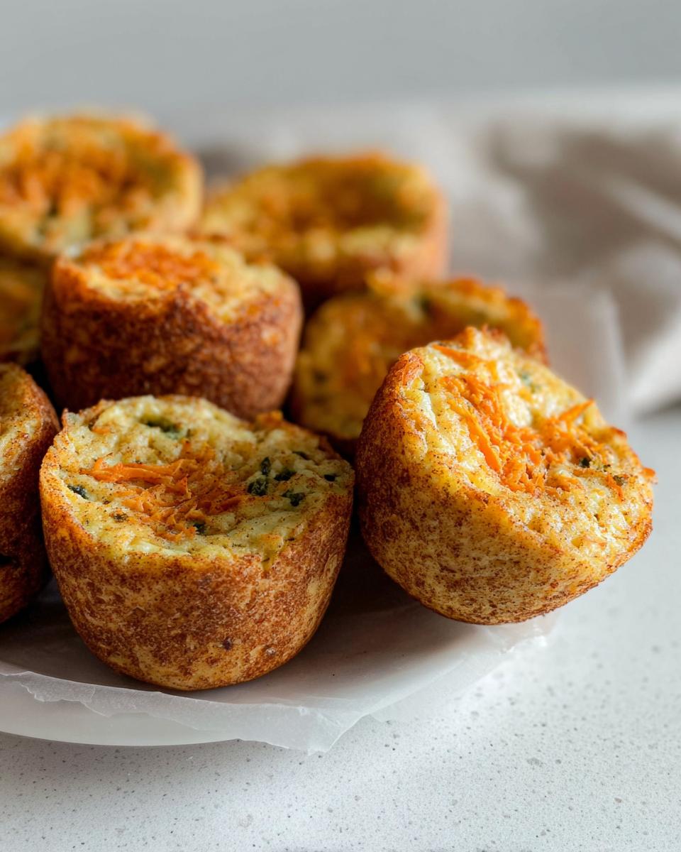 Close-up of golden brown Cinnamon Apple Cottage Cheese Bites topped with shredded cheese.