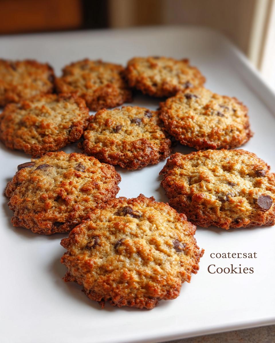 A plate of freshly baked cottage cheese oatmeal cookies, a healthy snack option.